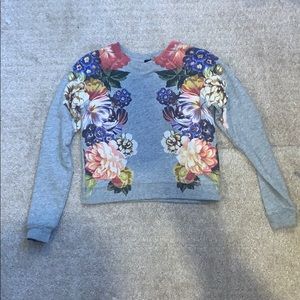 J. Crew gray/floral sweatshirt